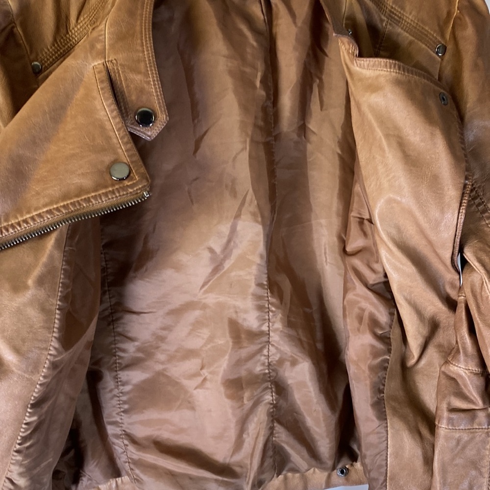 Blu Pepper Faux Brown Leather Moto Jacket Ladies Large - Picture 9 of 16